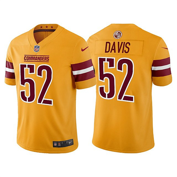 Men's Washington Commanders #52 Jamin Davis Gold Vapor Untouchable Stitched Football Jersey Men's Washington Commanders #52 Jamin Davis Gold Vapor Untouchable Stitched Football Jersey